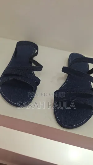 Blue Denim Strappy Flat Sandals Ladies