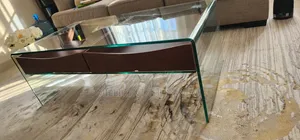 Modern Glass Coffee Table With Wooden Storage Drawers
