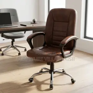 Brown Leather Executive Office Chair-Swivel