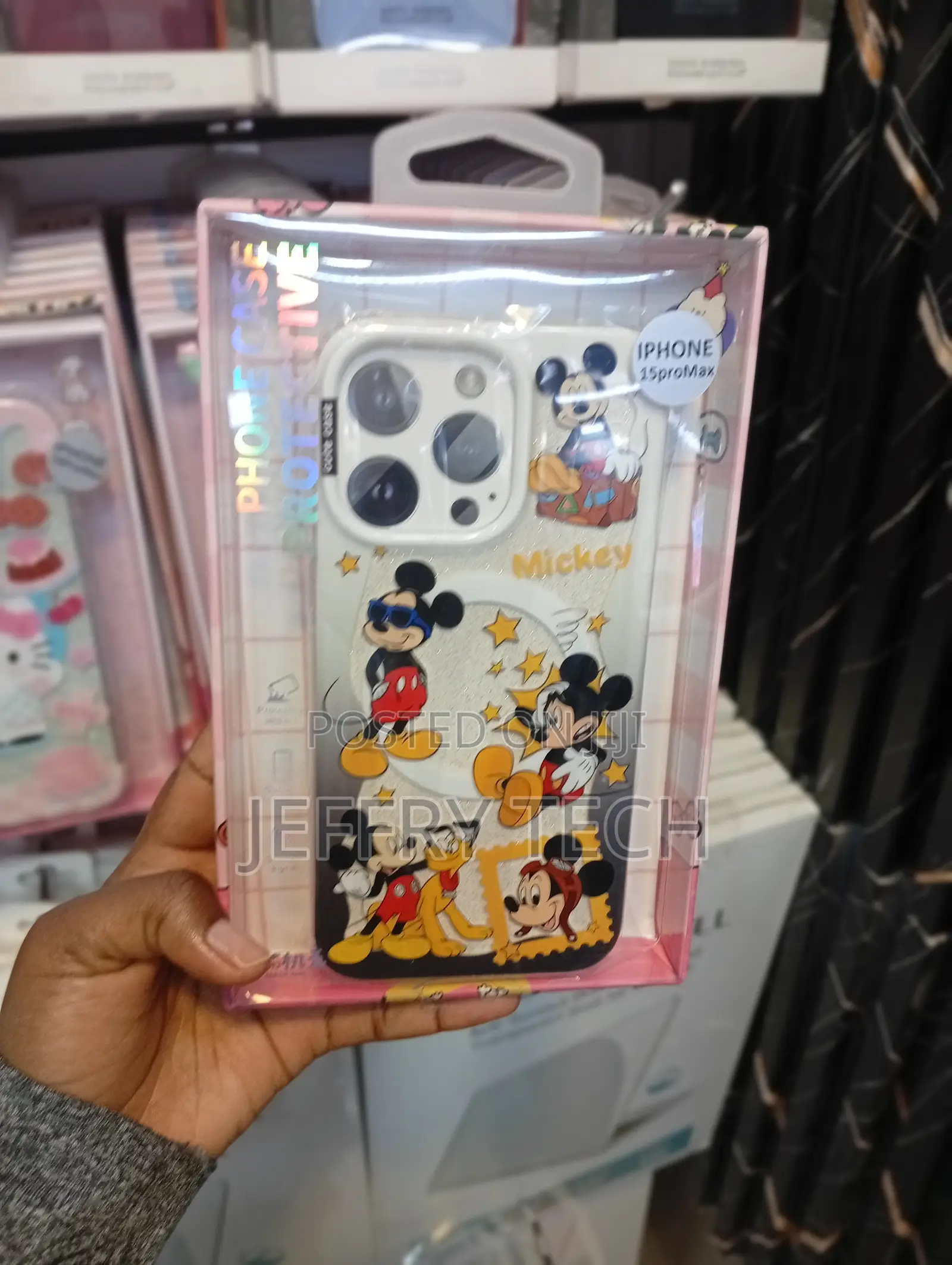 Mickey Mouse Cartoon Clear Protective Phone Case iPhone 15 Pro Max.