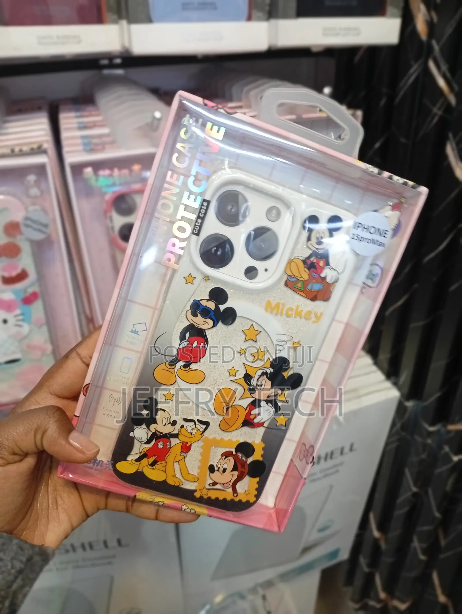 Mickey Mouse Cartoon Clear Protective Phone Case iPhone 15 Pro Max.