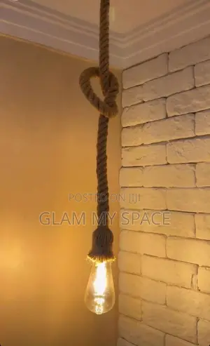 Rustic Single Bulb Beige Sisal Hemp Rope Chandelier Pendant Light