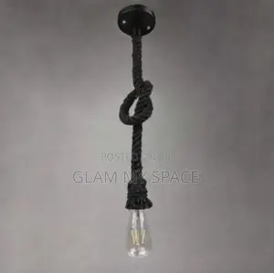 Rustic Single Bulb Black Sisal Hemp Rope Chandelier Pendant Light