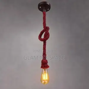 Rustic Single Bulb Red Sisal Hemp Rope Chandelier Pendant Light