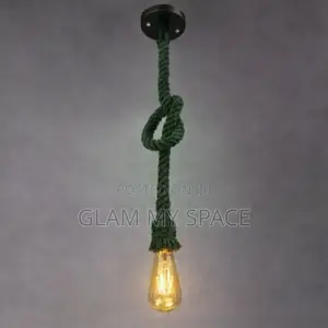 Rustic Single Bulb Green Sisal Hemp Rope Chandelier Pendant Light