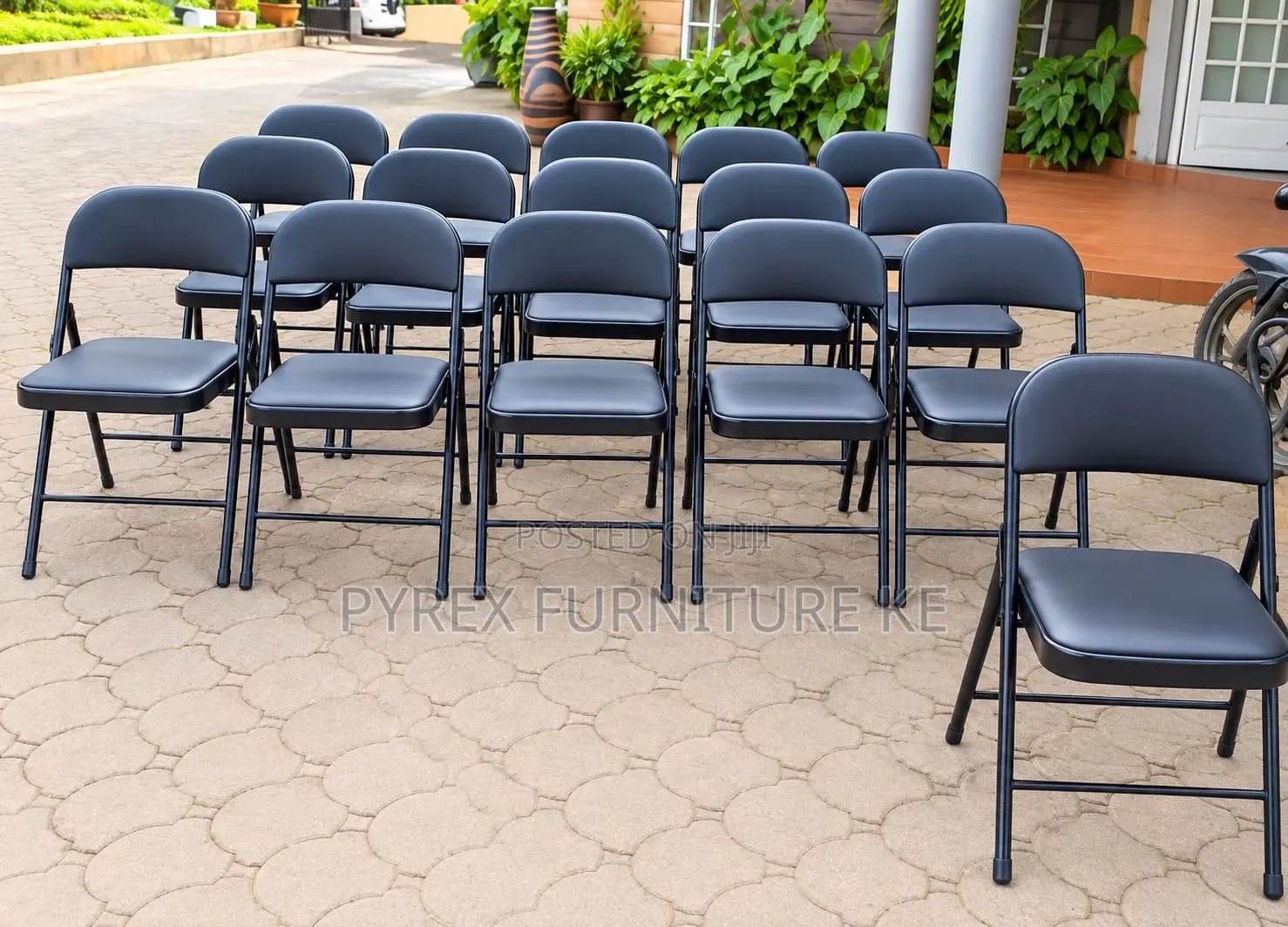 Black Leather Padded Foldable Chair