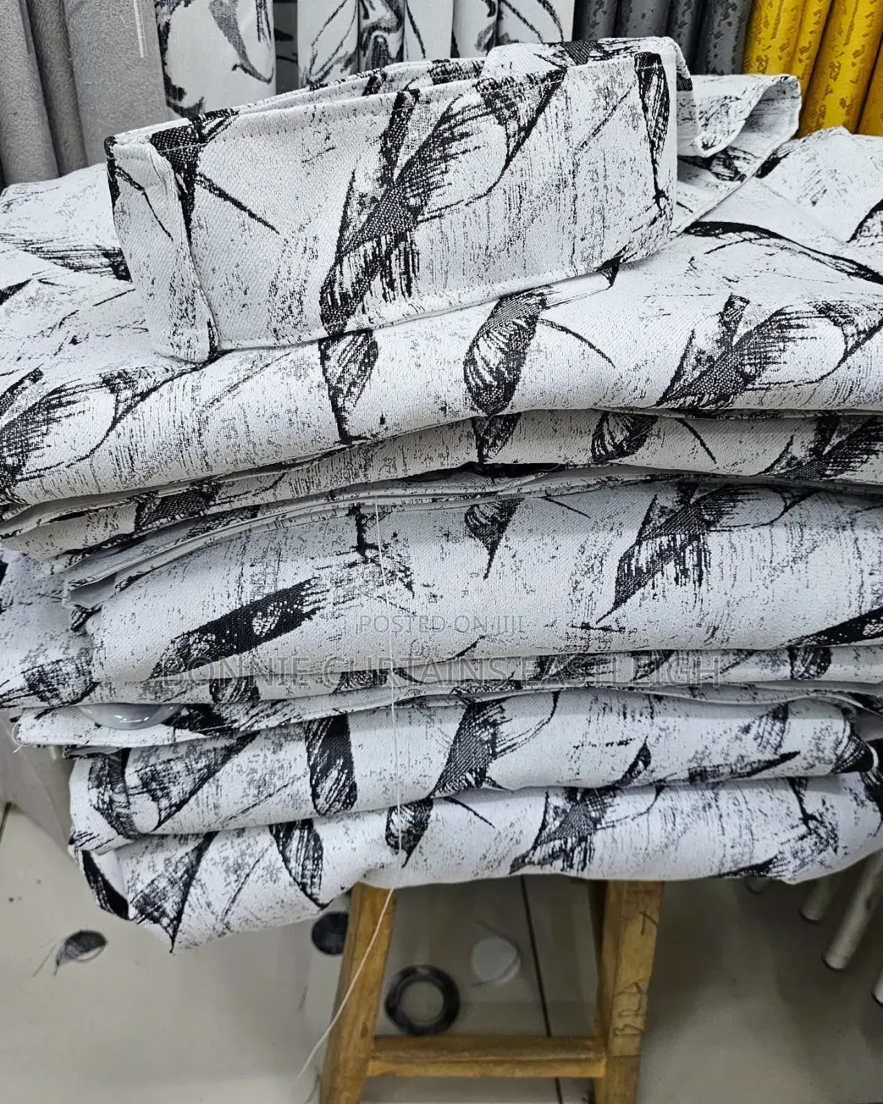 Yellow Curtains and Black White Sheers With Hooks