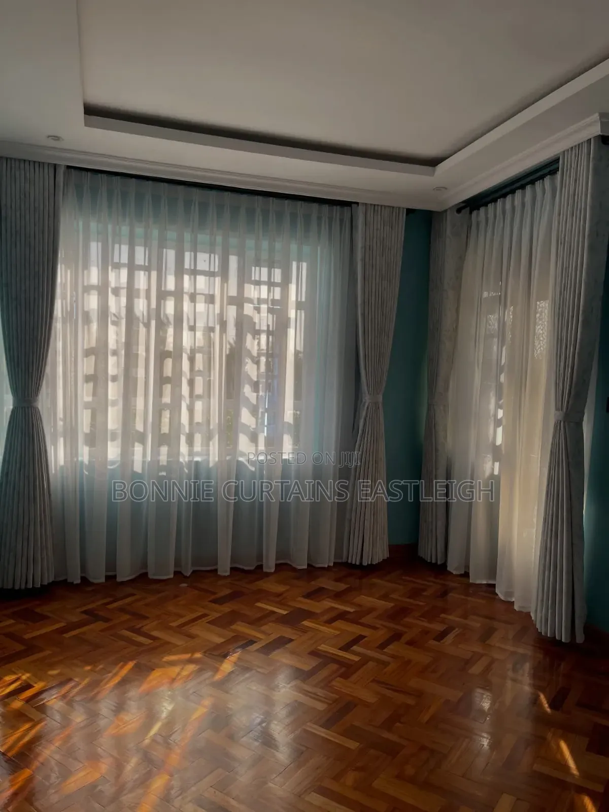 Blue and White Curtains With Rings