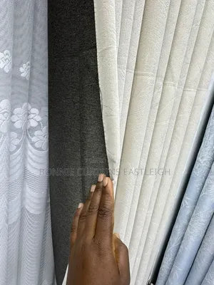 Cream and Bilge Curtains With Hooks