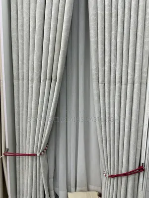 Cream and Bilge Curtains With Hooks