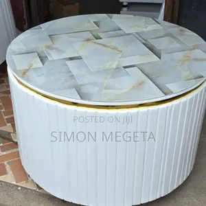 White Executive Modern Round Coffee Table
