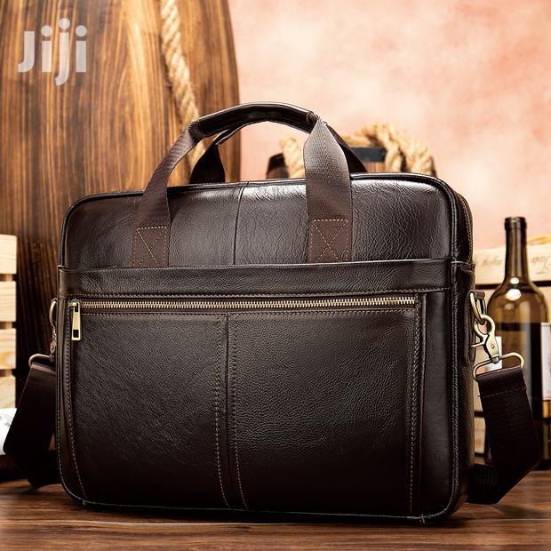 Genuine Leather Laptop Office Bag - Coffee # 8572 - thumbnail 3