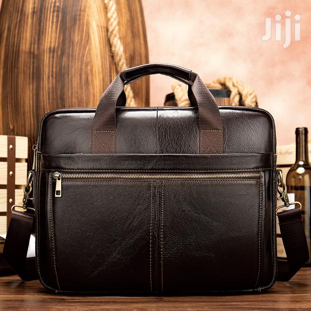 Genuine Leather Laptop Office Bag - Coffee # 8572 - thumbnail 4