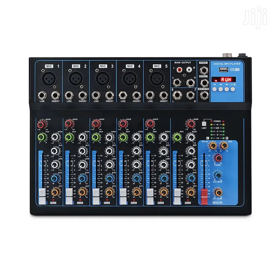 7 Channel Audio Plain Audio Mixer With Bluetooth LED Digital Display