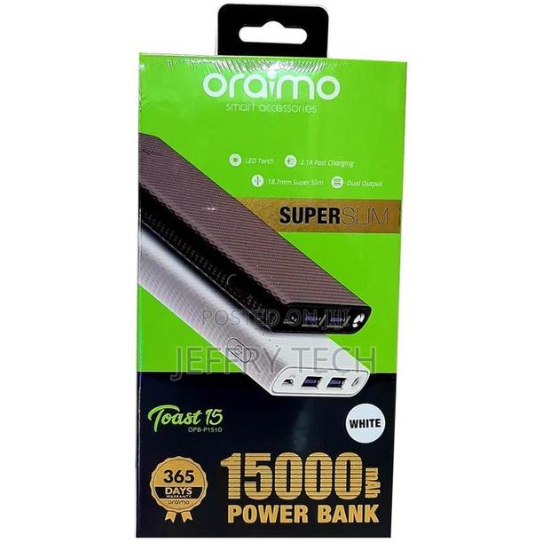 Oraimo 15000mah Super Slim Power Bank - White - main view