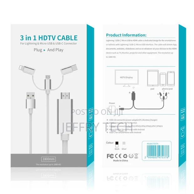 Apple Android Type To HDMI 3 In 1 Mobile Phone With The Same Line Ios - thumbnail 3